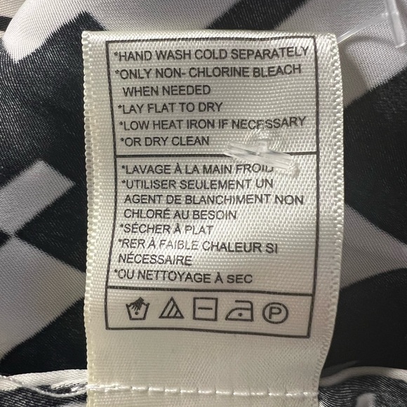 Steve Madden Size 4 Sula Black White Geometric Print Long Sleeve Midi (0447) - Picture 12 of 13